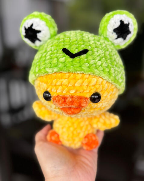 Duck with Frog Hat